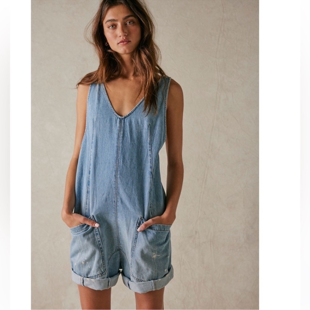 Free people we the free high roller shortall overalls color “bright eyes” xsmall - Picture 2 of 12